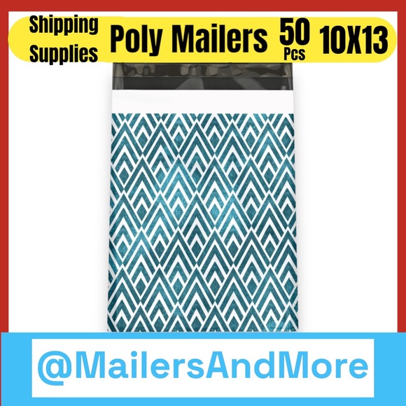 50 10X13 Poly Mailers, Geometric Chevron, Shipping Envelopes PRICE IS FIRM - Picture 2 of 4